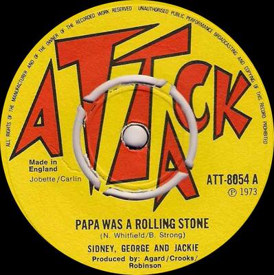 7inch Record SIDNEY GEORGE  JACKIE  Papa Was A Rolling Stone ATT8054 Attack 1973 UK Reggae Ska  Dub Used