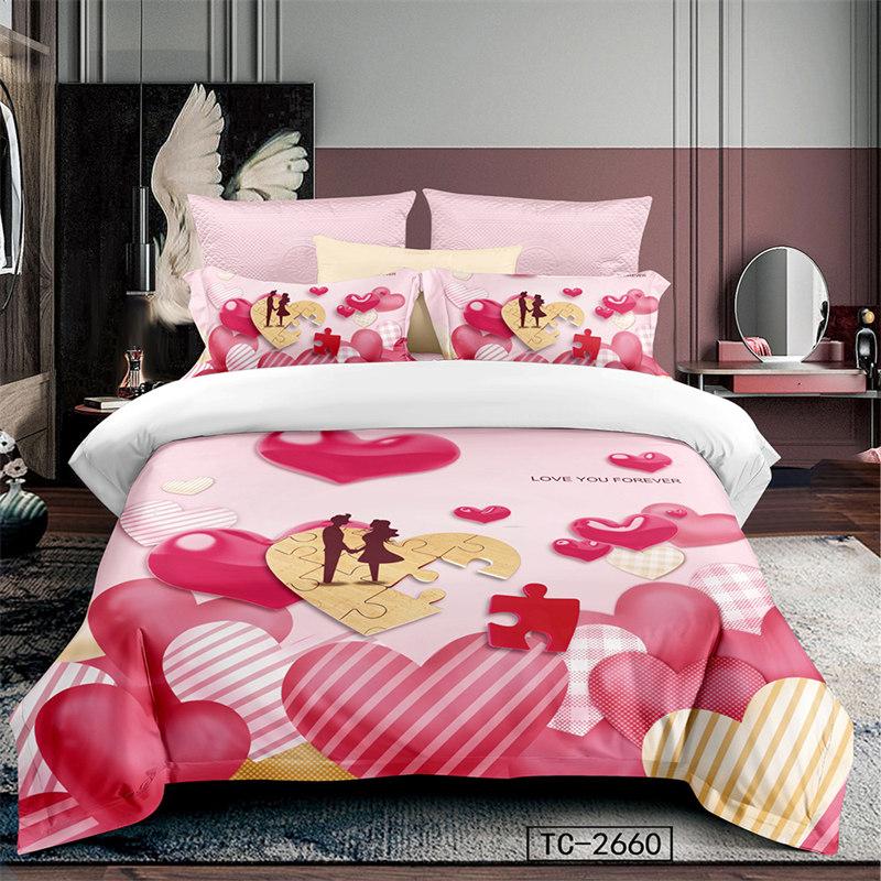 Love Heart Bedding Collections Queen Size Microfiber Romantic Wedding Duvet Cover Collection Gift For ValentineS Day For Girls Women Bedroom
