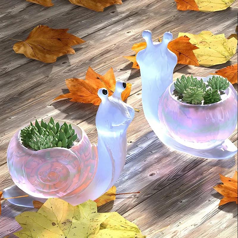 A Top Quality 1Pc 3D Snail Large Flower Pot Succulent Vase Silicone Mold for Concrete Plaster Epoxy Resin DIY Craft Home Decor