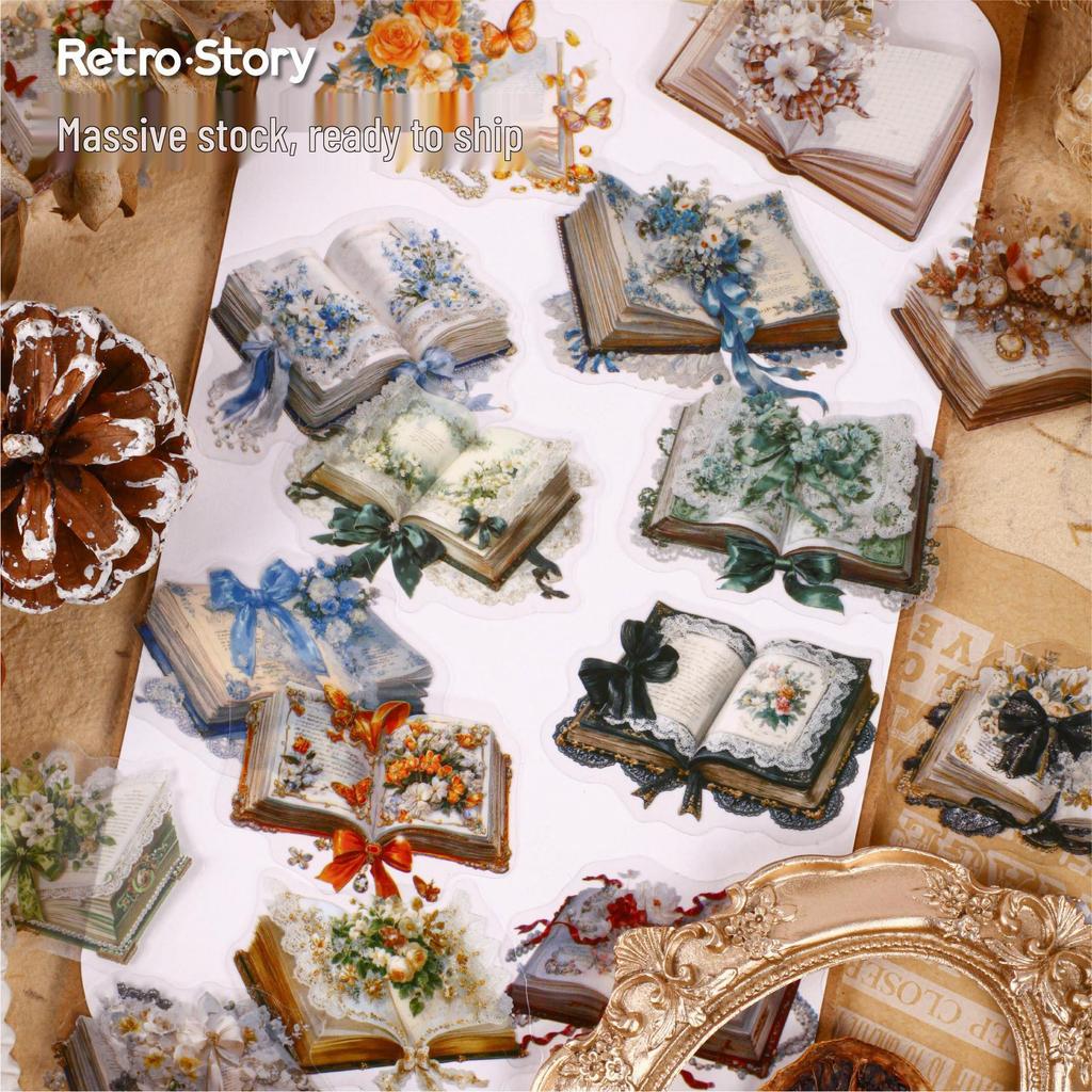 Retro Bookish Sticker Pack: Journal & Collage Decorations in 6 Styles
