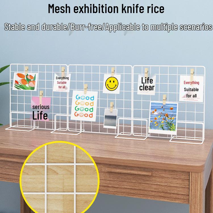 Kindergarten Art Display Rack: Grid Panel for Hanging Photos and Crafts