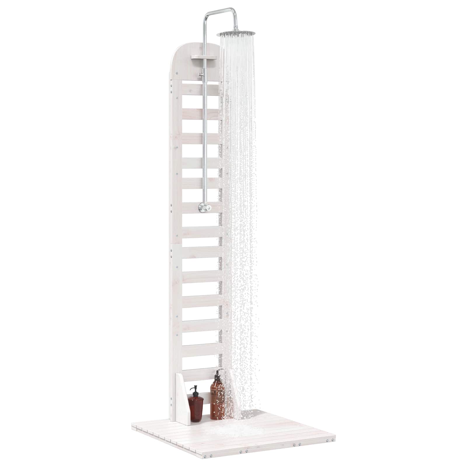 Außendusche 223 cm Massivholz Kiefer und Edelstahl Weiß