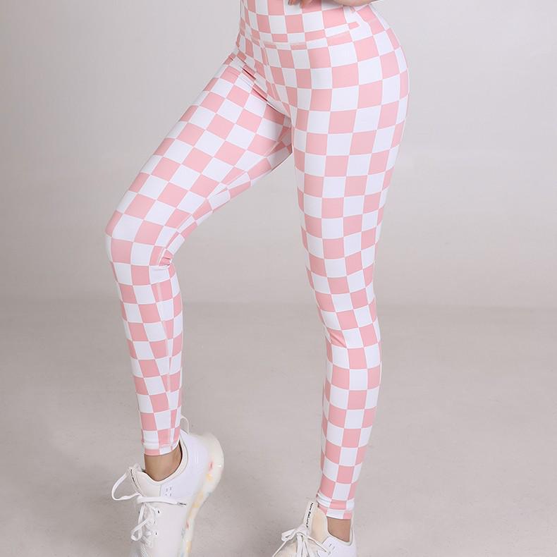 

Color-block Plaid High Waist Tummy Control Leggings for Running and Yoga Medium