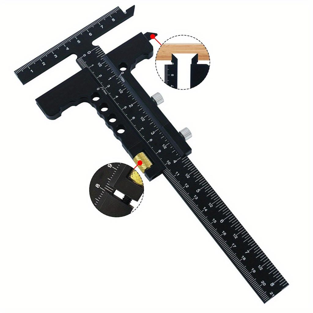 Measuring Tool Woodworking Scriber Gauge Aluminum Alloy T-Square Scribing Sliding Marking Gauge Marking Framing Ruler