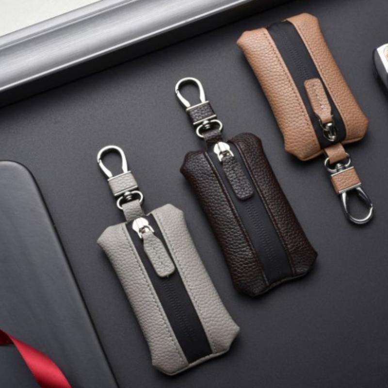 Premium Leather Car Key Pouch with Zipper for Men Thoughtful Gift Idea