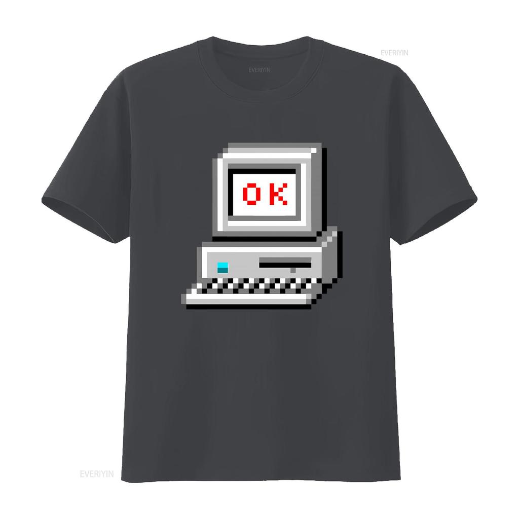 Retro Computer OK Print T Shirt Vintage Style for Radiohead Fans vintage Washed Breathable designer clothes streetwear