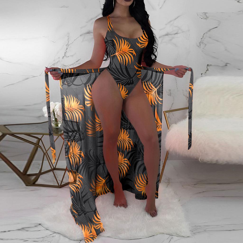 Color Mesh V-neck One-piece Bikini Women's Sexy Tight Conservative Hot Spring Swimsuit