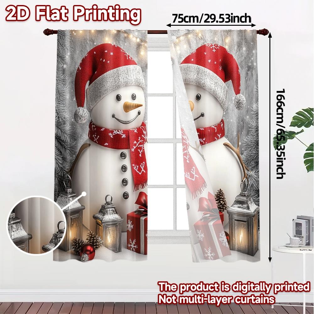 2pcs,Curtains Cute Snowmen Christmas Gifts_d (3) Chic Minimalist Curtains Durable 100% Polyester Fabric Curtains Festive Ldeal