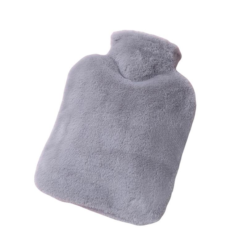 Large Water-Filled Women's Hot Water Bottle with Solid Color Flannel Cover, 2000 Ml Capacity