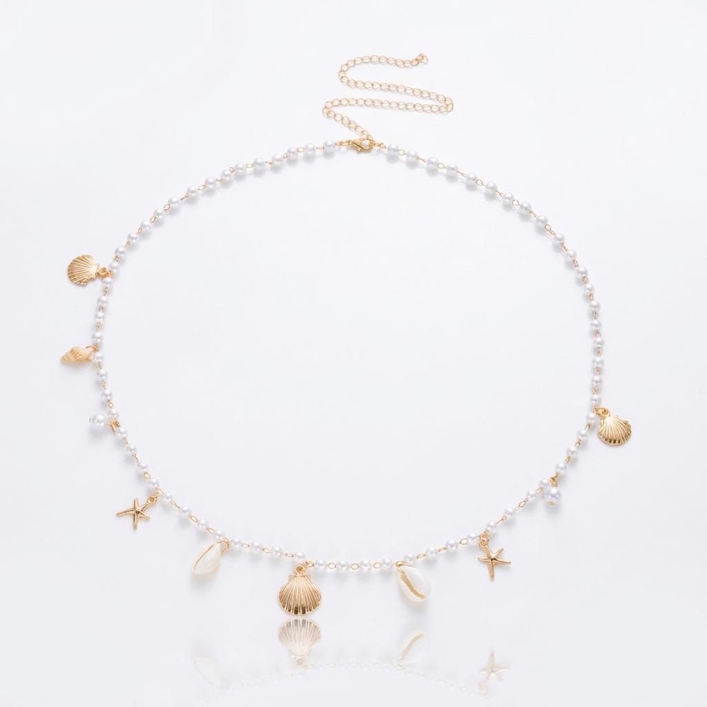 

Bohemian Starfish Shell Scallop Pearl Waist Chain Summer Beach Belly Body Jewelry For Women Fashion Accessories
