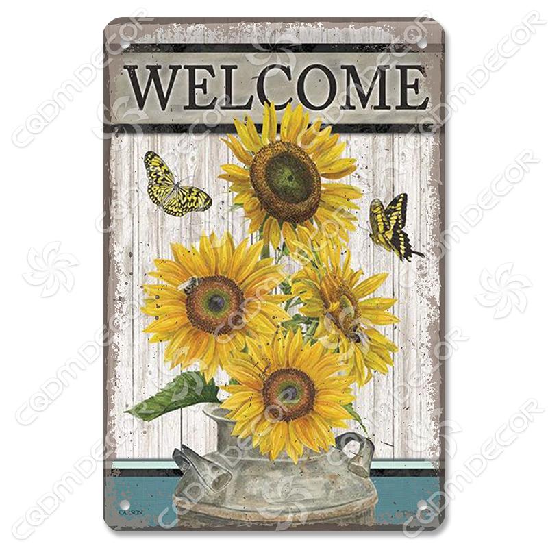 Garden Tin Signs Metal Plaque Lavender Fresh Herbs Lemonade Metal Poster Vintage Wall Decor for Cafe Farmhouse Kitchen Home