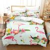 Flamingo Bettbezug Tropische Palmenblätter Bettwäschebezug Polyester 3D Blumiges Bettwäsche-Set Twin King Für Mädchen Jungen Zimmerdekor
