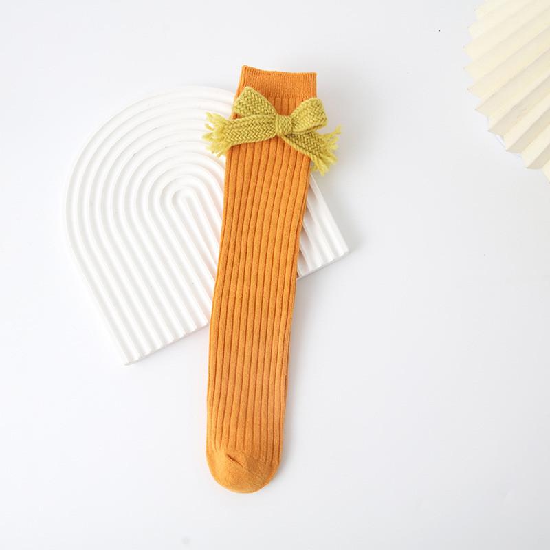 Children Bow Long Socks Red Christmas Kids Girls Princess New Year Autumn Winter Warm Leg Protection Socks