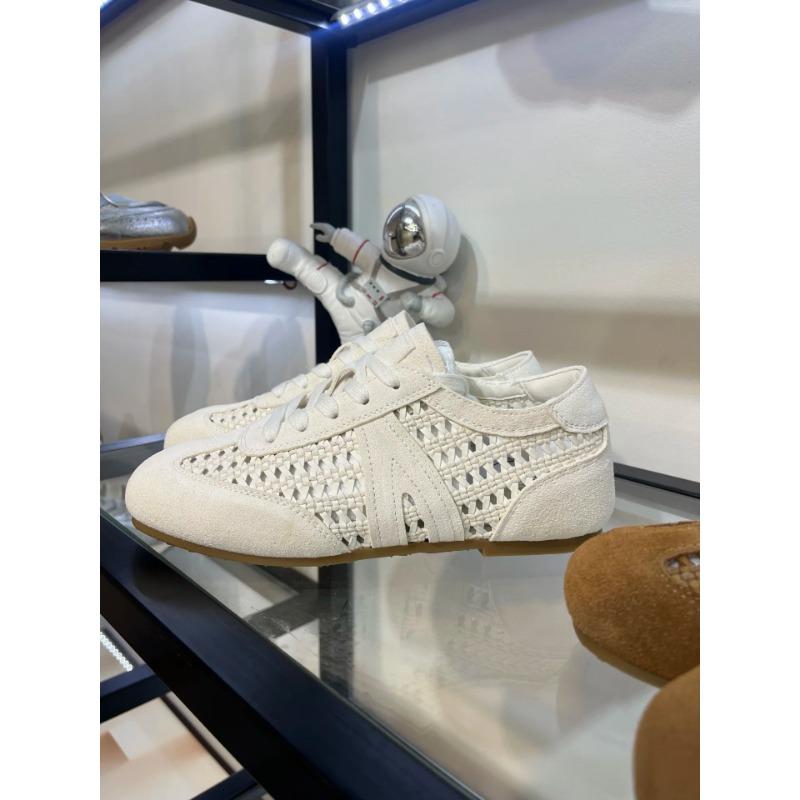 

Women s summer retro woven hollow breathable mesh shoes new soft sole versatile casual 35 бежевый