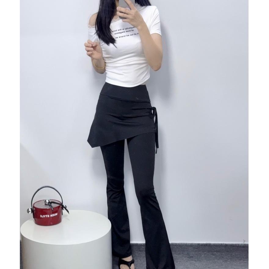 2025 Women's High Waist Two-In-One Micro Flare Yoga Pants Anti-Exposure Pilates Slimming Sports Outerwear