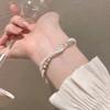 Womens Bracelet Pearl With Irregular Silver Beads And Tassel Accents For A Look Classy