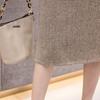 Women's High Waist Houndstooth Wool Pencil Skirt - Plus Size, Mid-Length, Over-the-Knee for Autumn and Winter