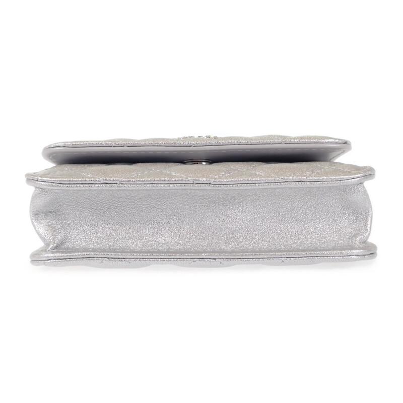 Chanel 2WAY Bag Silver Lambskin Women