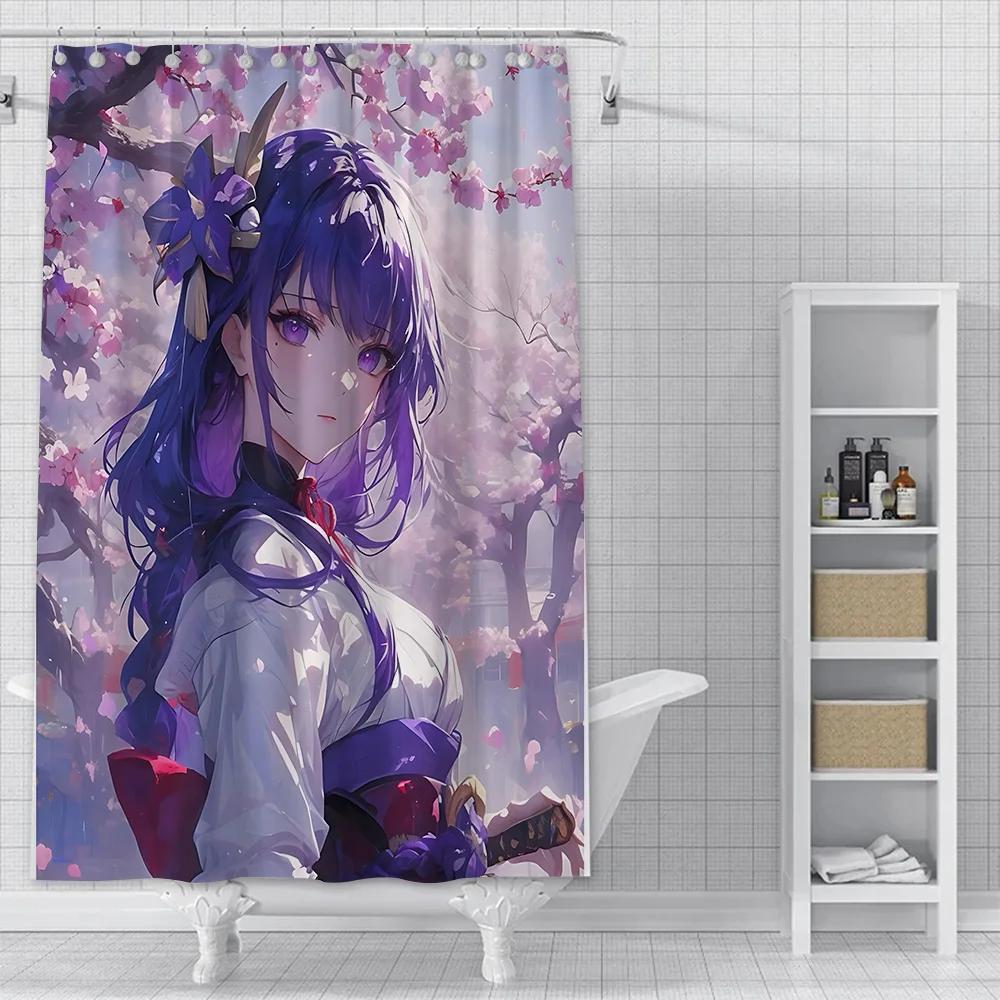 Genshin Impact Anime Bath Curtain - High-Quality Waterproof and Mildew-Proof Bathroom Decor Perfect for Enthusiastic Fans