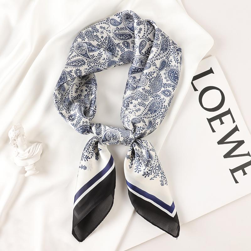 Luxury Brand  Silk Square Scarf Women Cat Neck Hair Tie Band Beach Hijab Kerchief Head Headbands Bandana Female Foulard 70cm