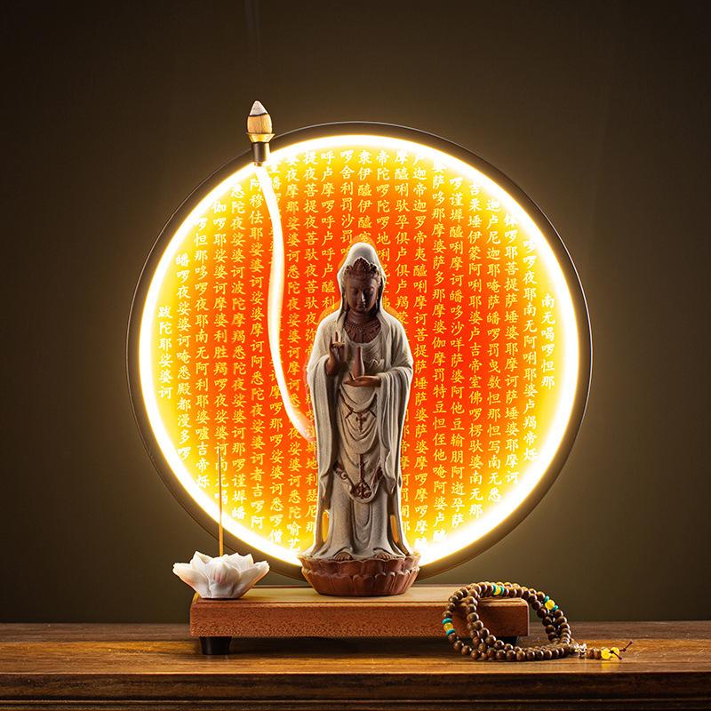Guanyin Bodhisattva Buddha Statues Ceramic Statues Lamp Circle For Living Room Incense Porch Home Decor Custom Feng Shui Statue