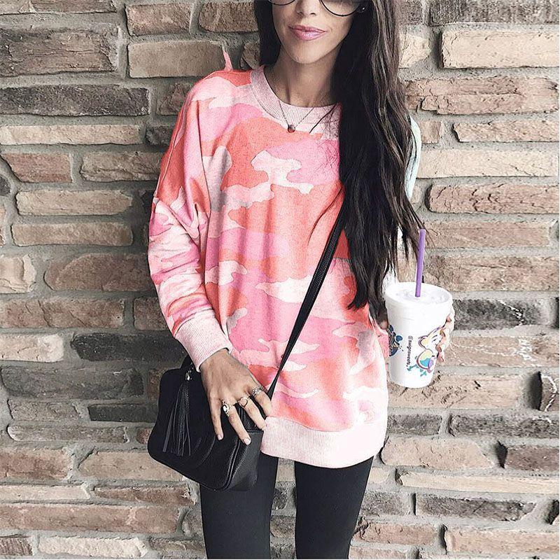 Premium Camouflage Woman Fashion Jumper Pullover Casual Tops Blouse Tee T-shirt