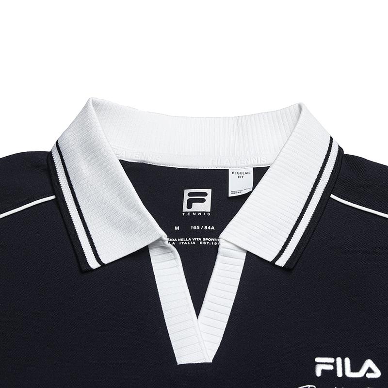 FILA Tennis Moisture-Wicking Simple Color-Block Slim Fit Short Sleeve Dress Women dresses A11W623341F-NV