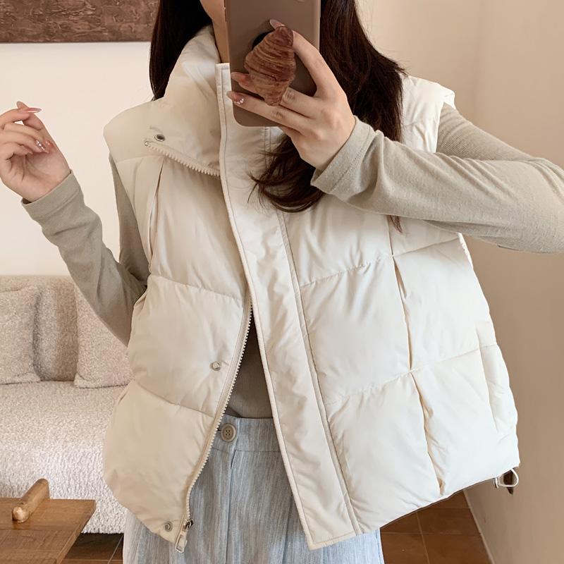 Fashion Winter Women Vests Stand Collar Thick Warm Sleeveless Parka Woman Loose Short Outerwear