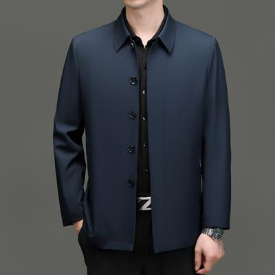 Windbreaker Herren mittellang Beamter High-End Business Casual Frühling und Herbst neu Herrenjacke Papa Knopfmantel