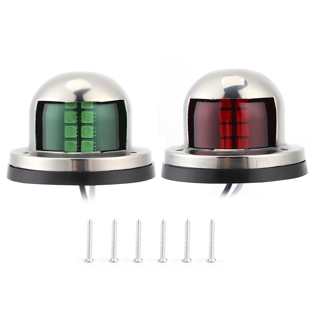 2pcs 12V Red Green LED Navigation Lights Stainless Steel Sailing Lamp For Marine Boat Yacht