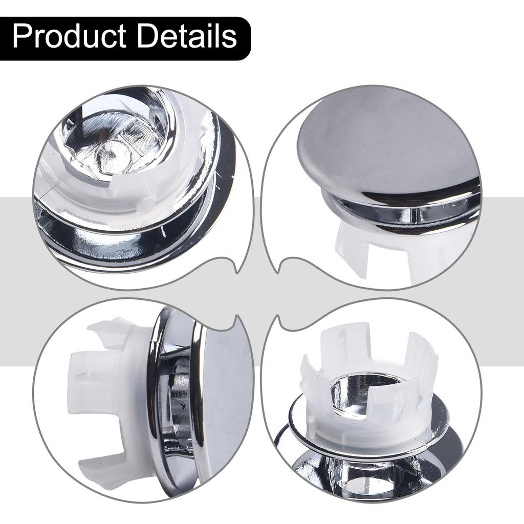 33*11.8mm Hole Overflow Cover Bathroom Basin Round Silver