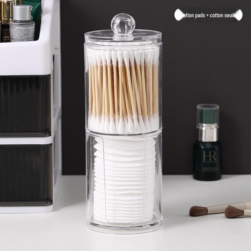 Dual-Layer Transparent Cotton Swab & Toothpick Storage Box