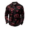 Herren Schnelltrocknendes Mesh Langarm Golfshirt mit Halloween-Print für Freizeitkleidung