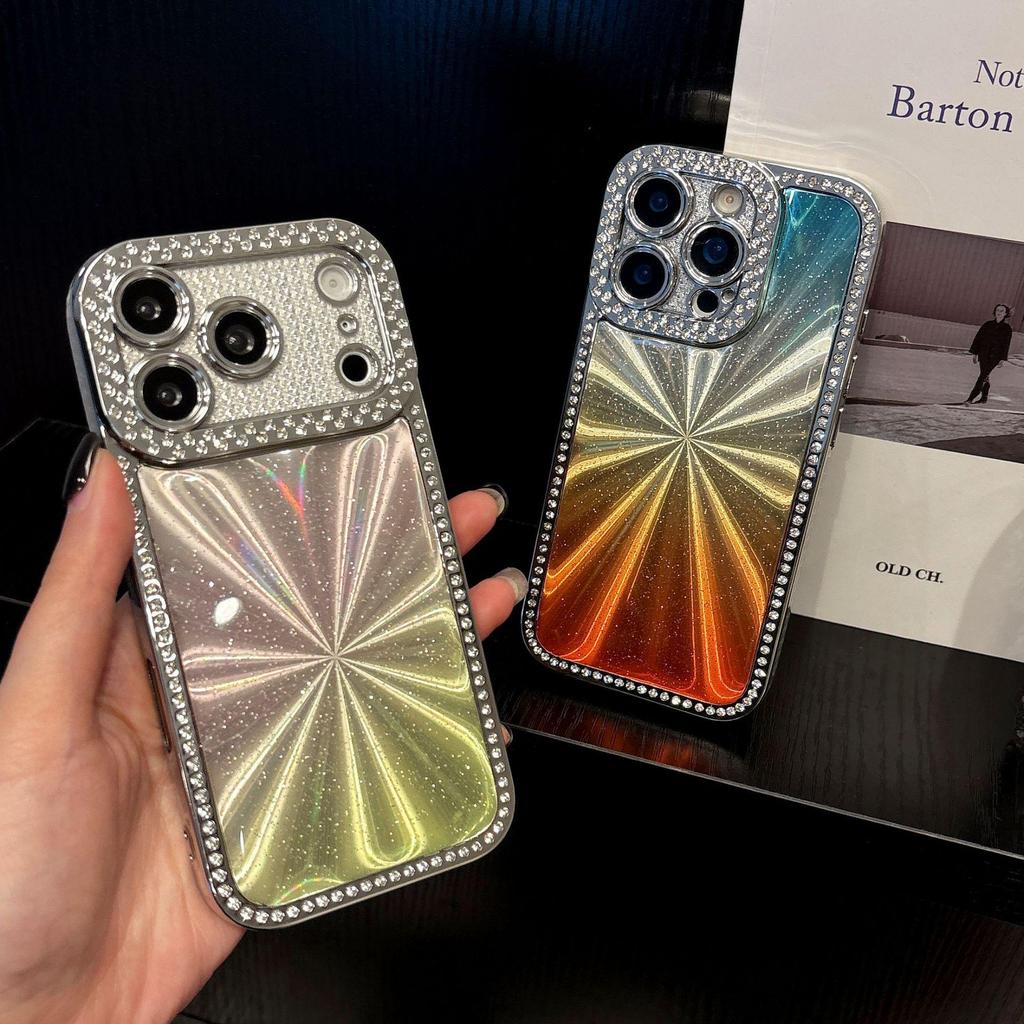 Electroplated Diamond Aurora Gradient Case for iPhone 14/15/16/17 Pro Max