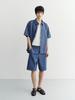 Deonseuteupomaen Linen Denim Shirt_Unisex_Udsh6B129_Classic Blue