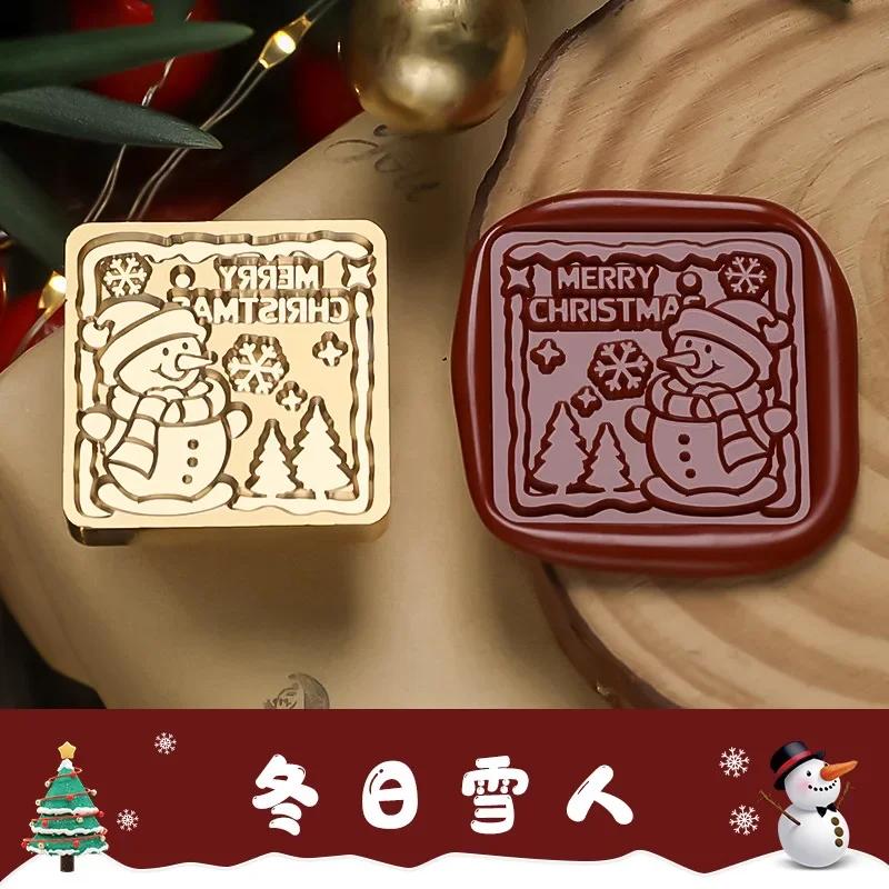 Merry Christmas Wax Stamp Retro Copper Brass Snowflake Reindeer Seal DIY Wax Sealing Stamp Envelope for Wedding Wax Seal HCZ052