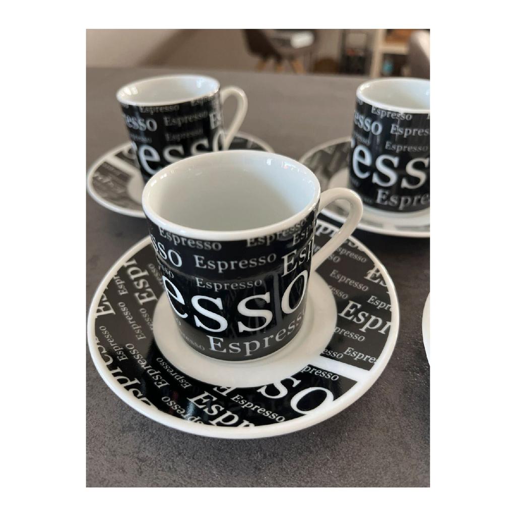 Porcelain Hand Embroidered Blue Color Patterned Authentic 12 Piece Turkish Coffee Cup Set For 6 Persons.