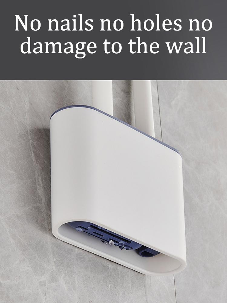 Wall Hanging Toilet Cleaning WC Brush Holder Long Handled Silicone Water Proof Quick Drying Soft Bristles Bathroom Accessories