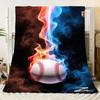Dynamic Baseball Design Blanket with Vibrant Flames and Smoky Background - Unique Soft Fleece Throw for Sports Lovers, Perfect f