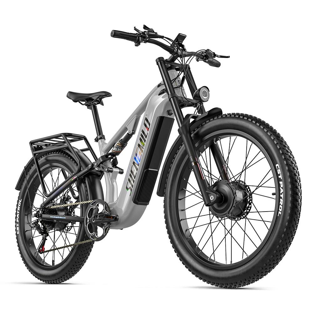 Shengmilo S600 PRO 2000W Dual Motor Electric Mountain Bike 26 Inch Fat Tyre 48V 25Ah Removable Battery Full Suspension UK Adult E-Bike