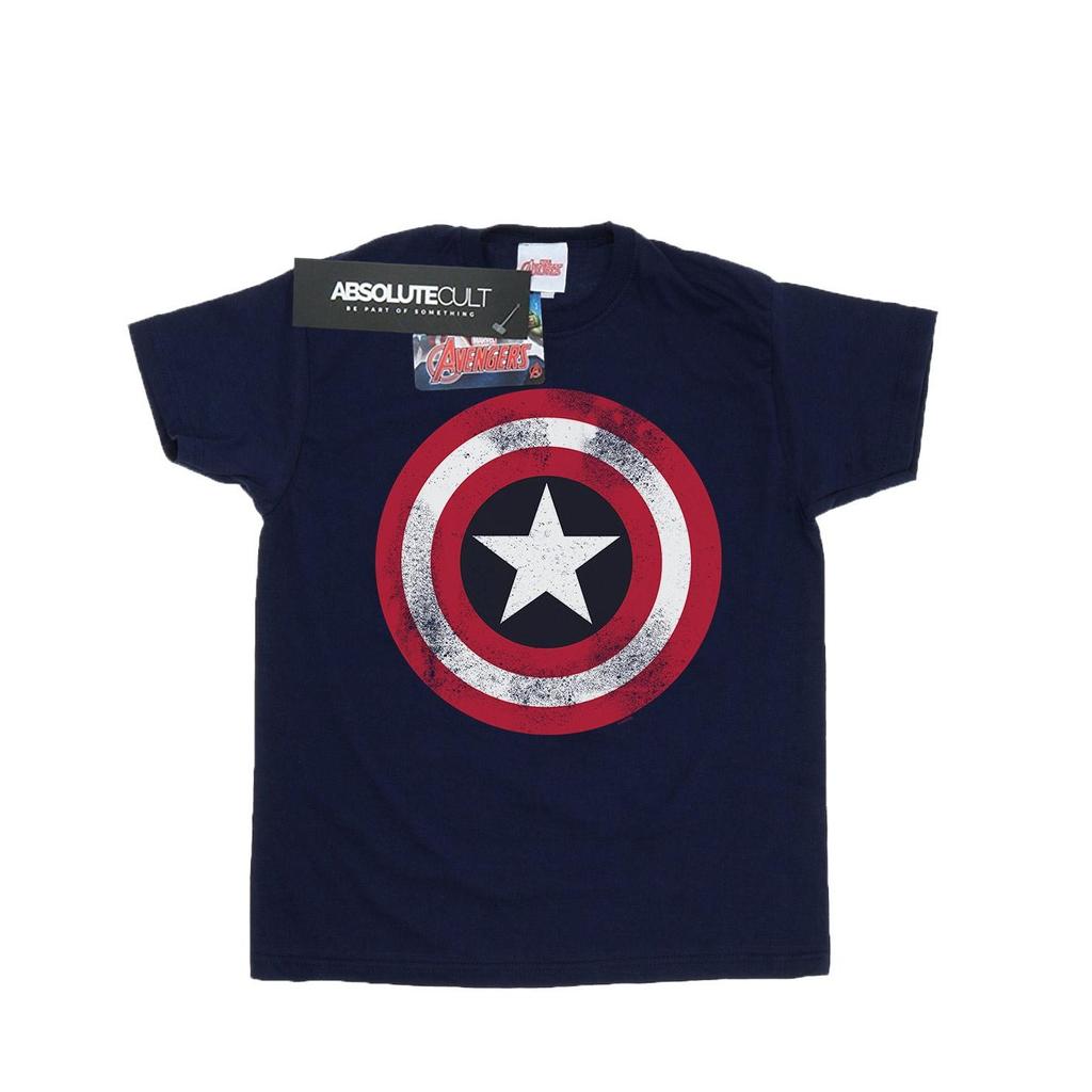 Marvel Mens Captain America Distressed Shield T-Shirt