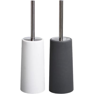 European Black and White Bathroom Stainless Steel Toilet Brush Holder Straight Handle Brush Corner Cleaning Toilet Brush Set