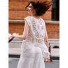 DIMANAF 2026 New Summer Women Vest T-Shirt Sleeveless Basic Fashion Tops Lace Tees Casual Loose Green Tees 255