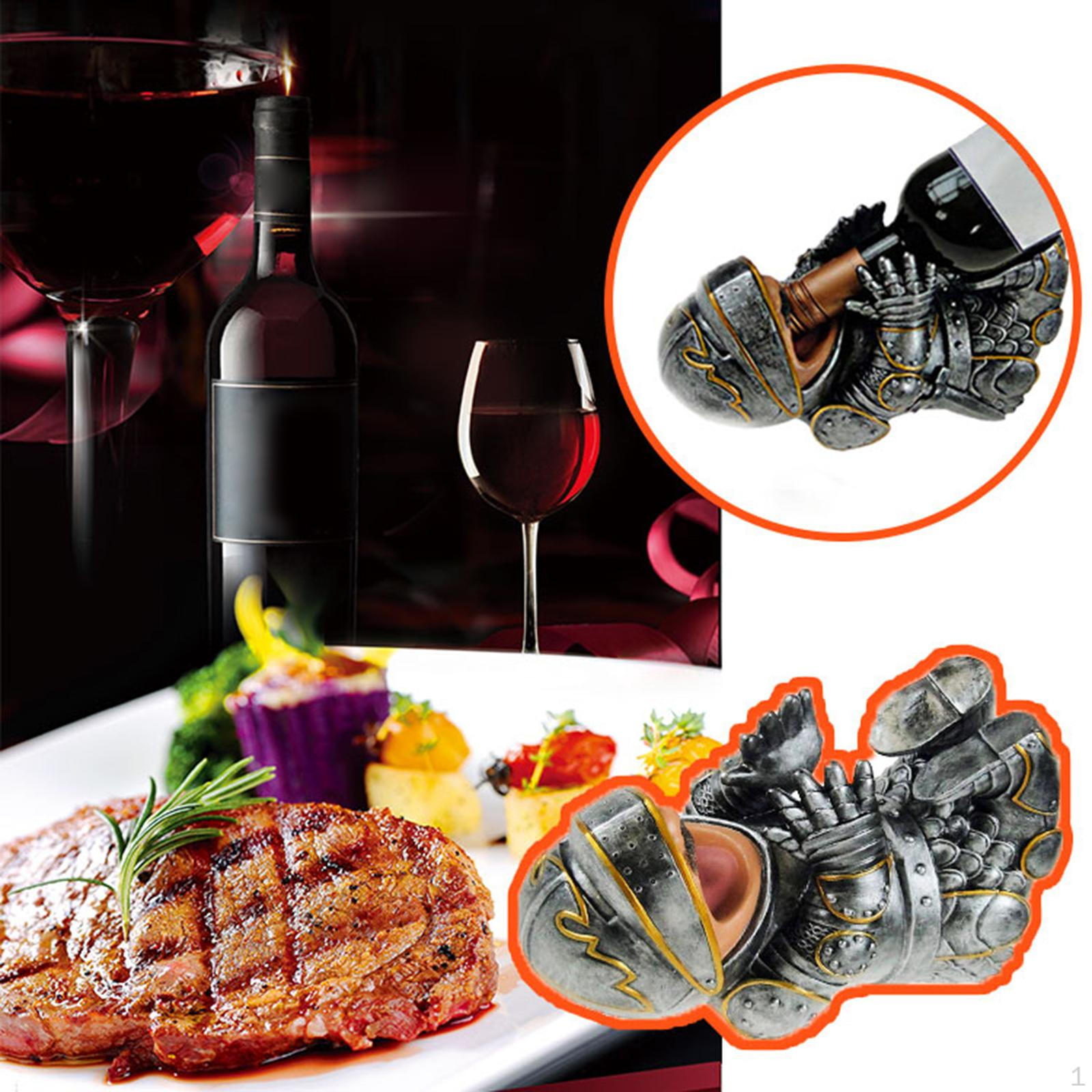 

Cute Knight Wine Bottle Holder Statue Collection Resin Rack for Decor