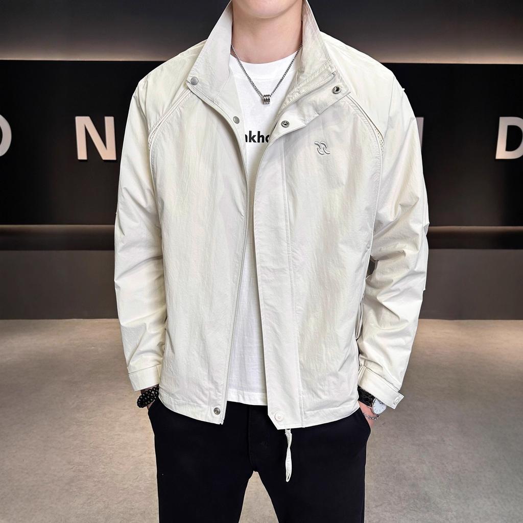 2025 New Stand-up Collar Jacket Men's Ruffian Handsome High-end Sense Spring and Autumn New Men's Clothing Loose Casual Jacket Men