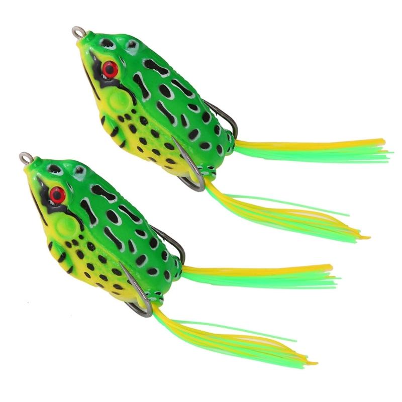2Pcs Simulated Frogs Fishing Lures with Hook Frogs Lures Soft Tube Baits Reallistic Fishes tail Artificial Lures Enduring