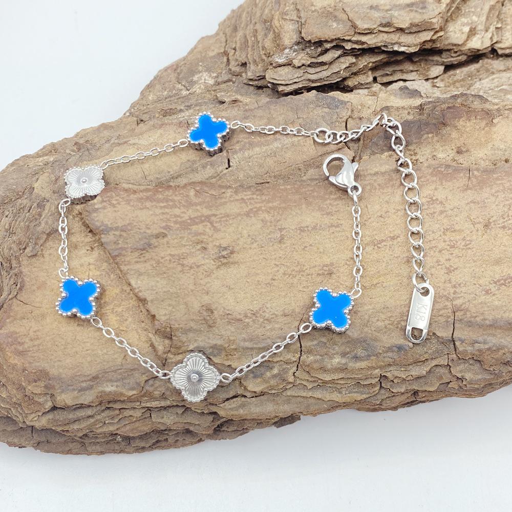 9MM Four Leaf Flower Bracelet Titanium Steel Bracelet No Color Loss Ladies Fashion Four Leaf Clover Bracelet