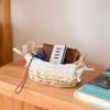 Two-Sided Handle Desktop Weaving Basket Handmade Picnic Bread Fruit Basket  Home Decoration