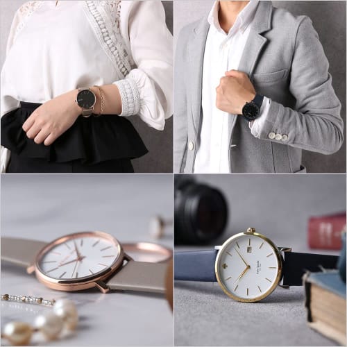 MOD Smooth Leather Strap, 20mm, Black with Silver Buckle, Antique-Style Watch Band, Tarnished