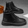 Men's Short Boots High Top Business Leather Boots in British Style Soft Leather Thick Soled and Warm Men's Cotton Boots 2026 New